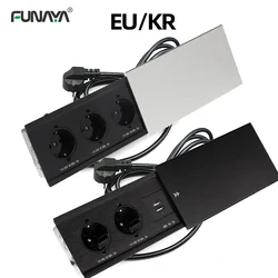 EU KR Table Hidden Socket 2 3 Outlet with USB Wireless Charge Slide Cover 10A 2500W Embedded Furniture Extension Power Sockets