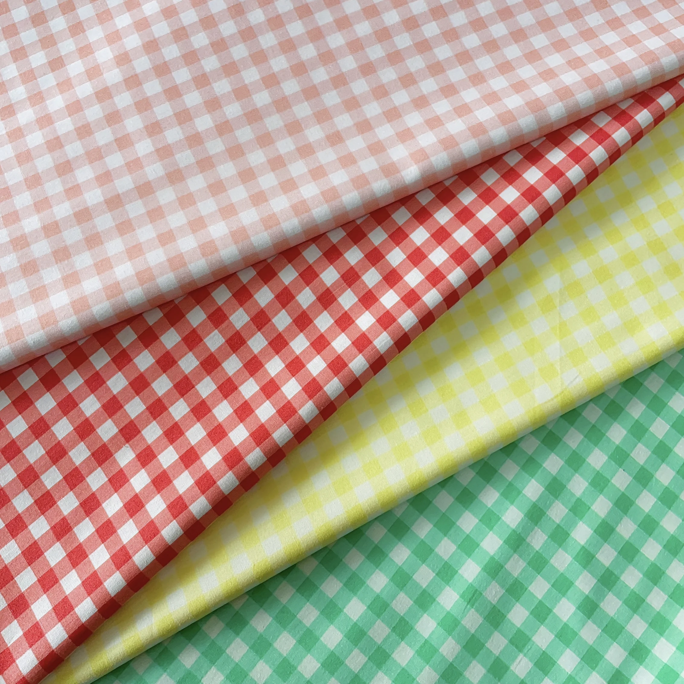 100% Cotton Gingham Check Fabric 4 Colors Available Breathable Sewing Material for Dress Shirt Baby Clothes Home Textile