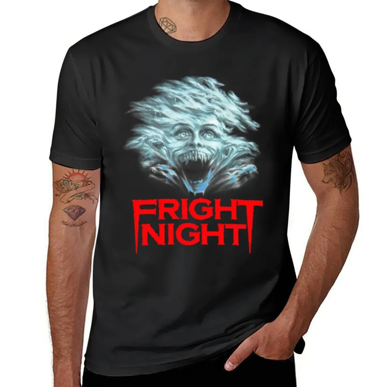 Fright Night T-Shirt blue archive oversized plain black t shirts men