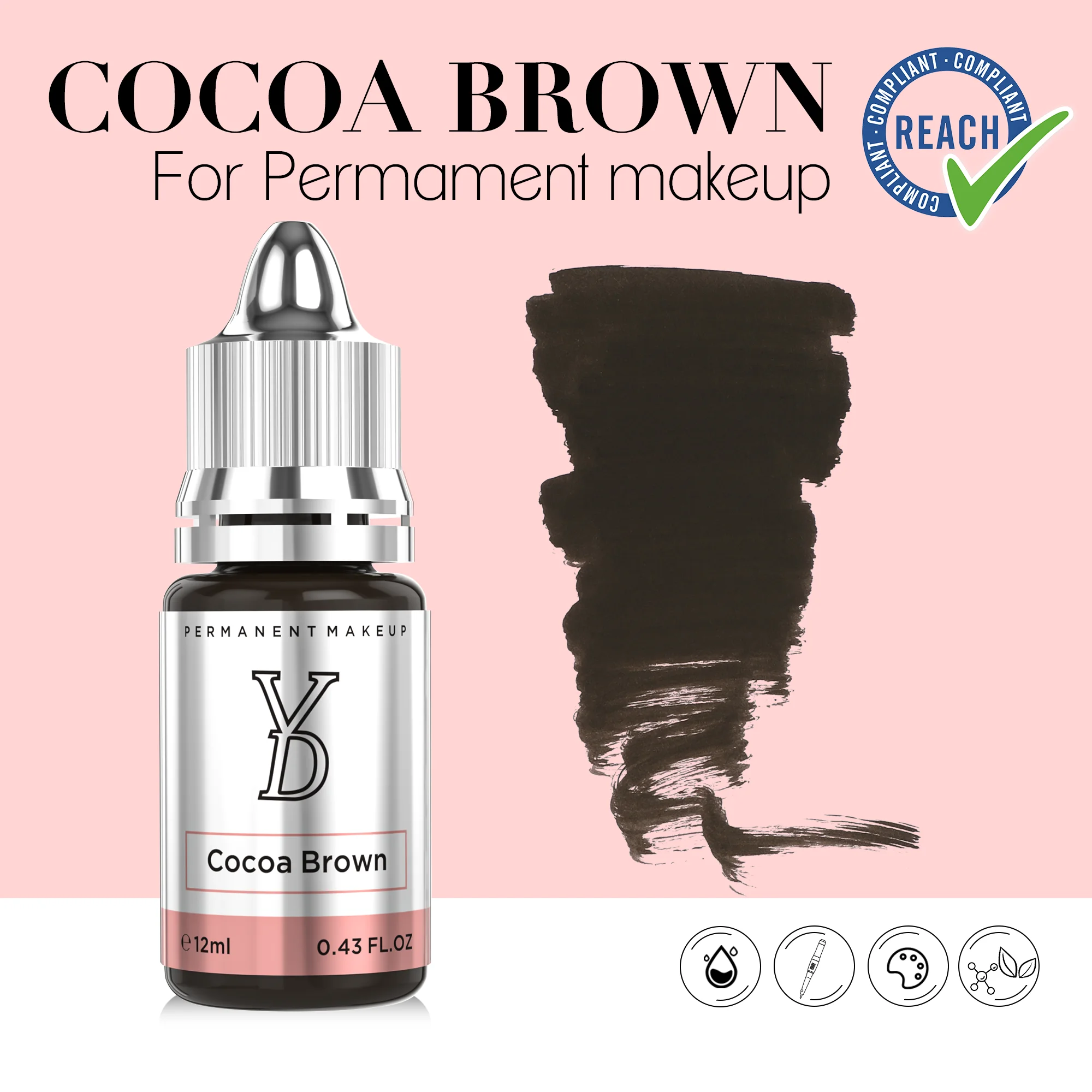 YD 12ML cacao marrón arte corporal tinta de tatuaje pigmento de cejas tinta de tatuaje maquillaje permanente maquillaje de belleza profesional suministros de tatuaje