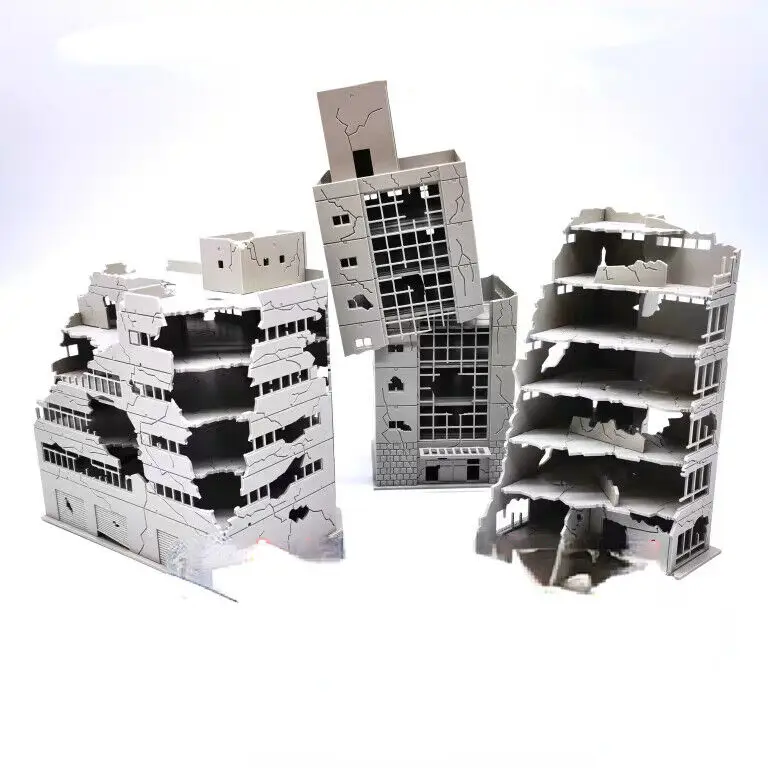 1/100 Outland Models Train Railroad Layout War-Damaged Building Model N Scale