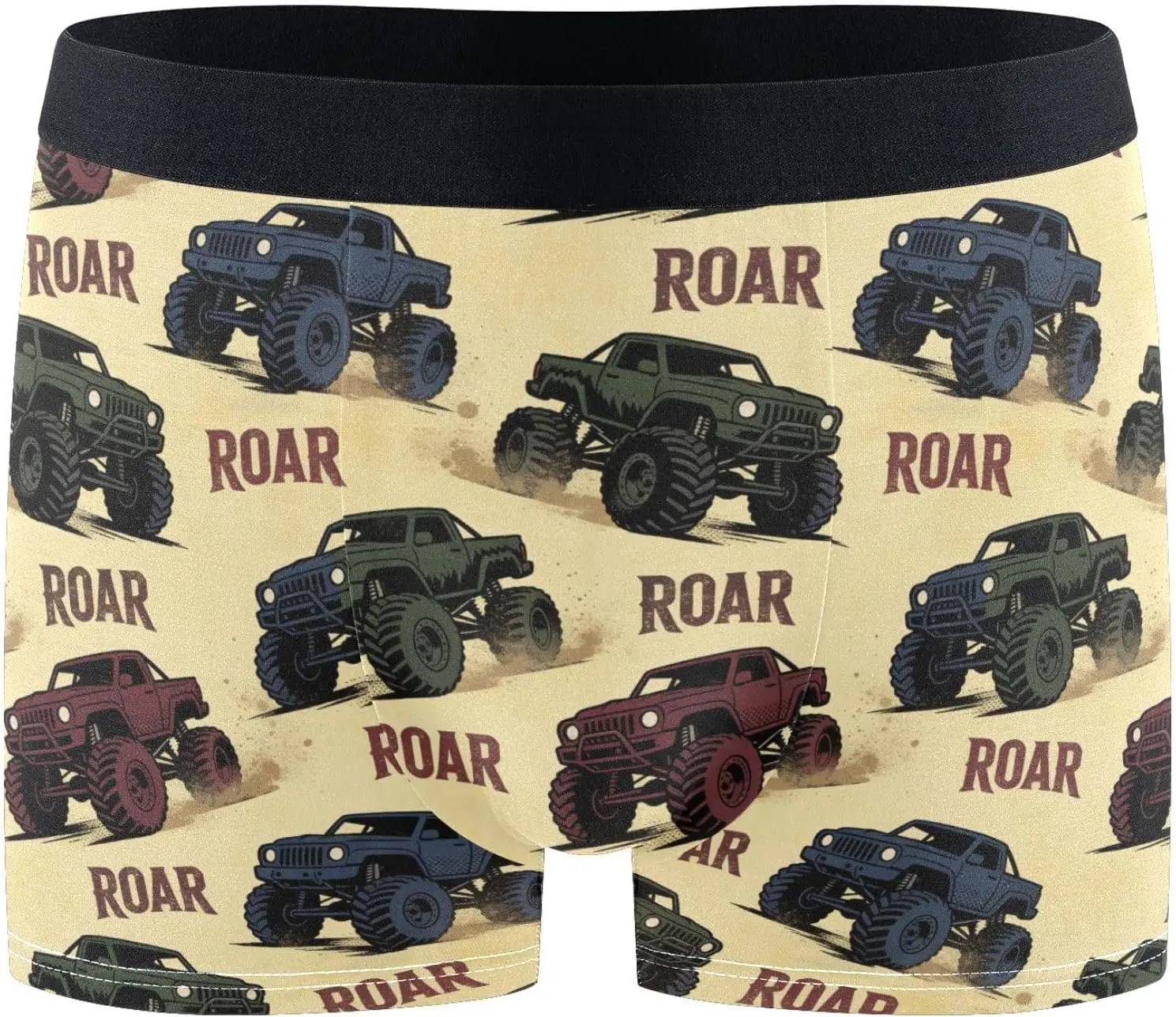 Mens Boxer Briefs Soft Breathable Underwear for Men Vintage Monster Truck Boxers Shorts S-XXL