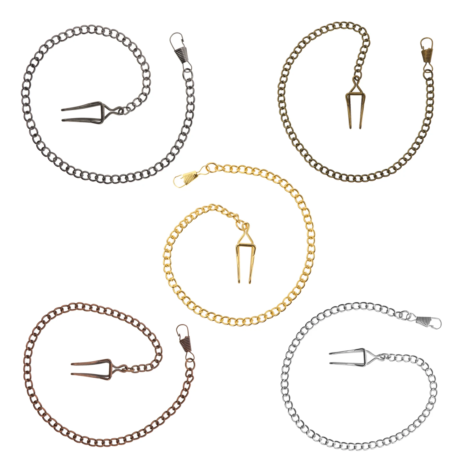 

5pcs Pocket Watch Chains Vintage Belt Chains Alloy Metal Hanging Keychain Purse Lobster Clasp Wallet Supply Gift
