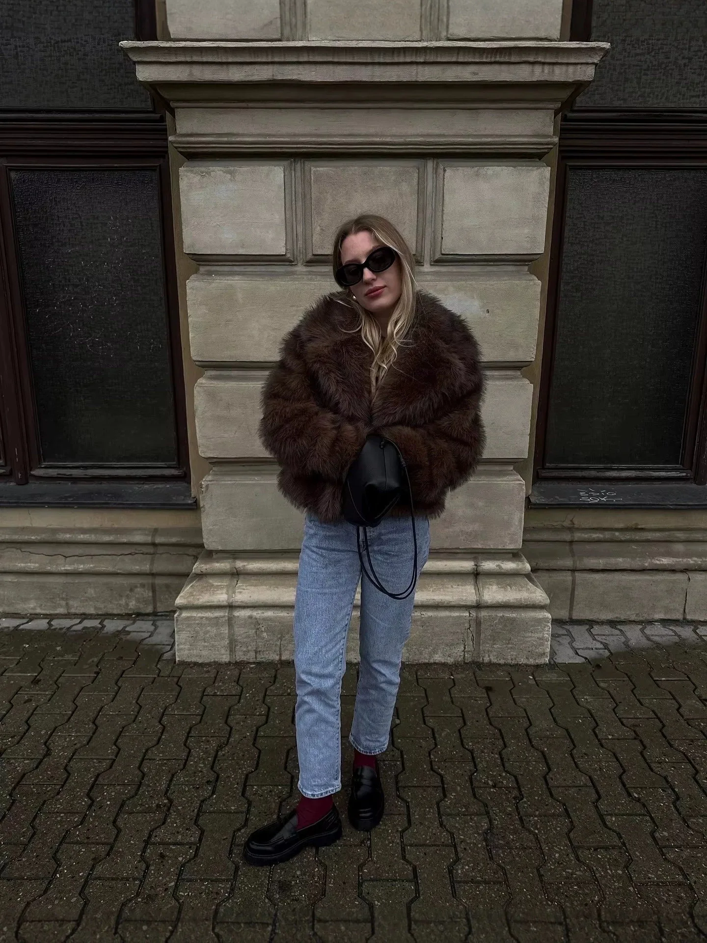 Women's Fashionable Faux Fur Jacket Loose Short Style for Autumn Winter New Collection Fox Fur Look Jacket