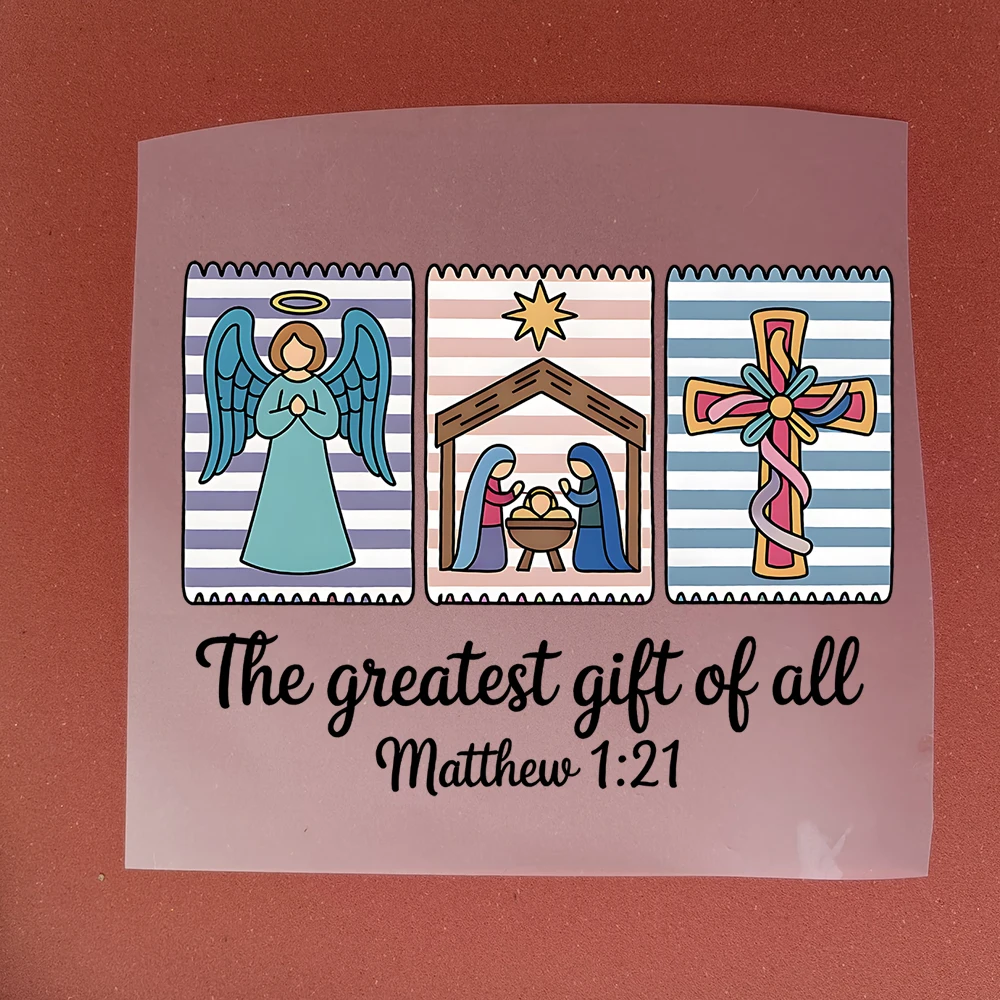 Cartoon Christian Nativity Sceney Cross Heat Transfer Stickers For Clothes DIY A-Level Washable Shirt Iron-on Thermal Stickers