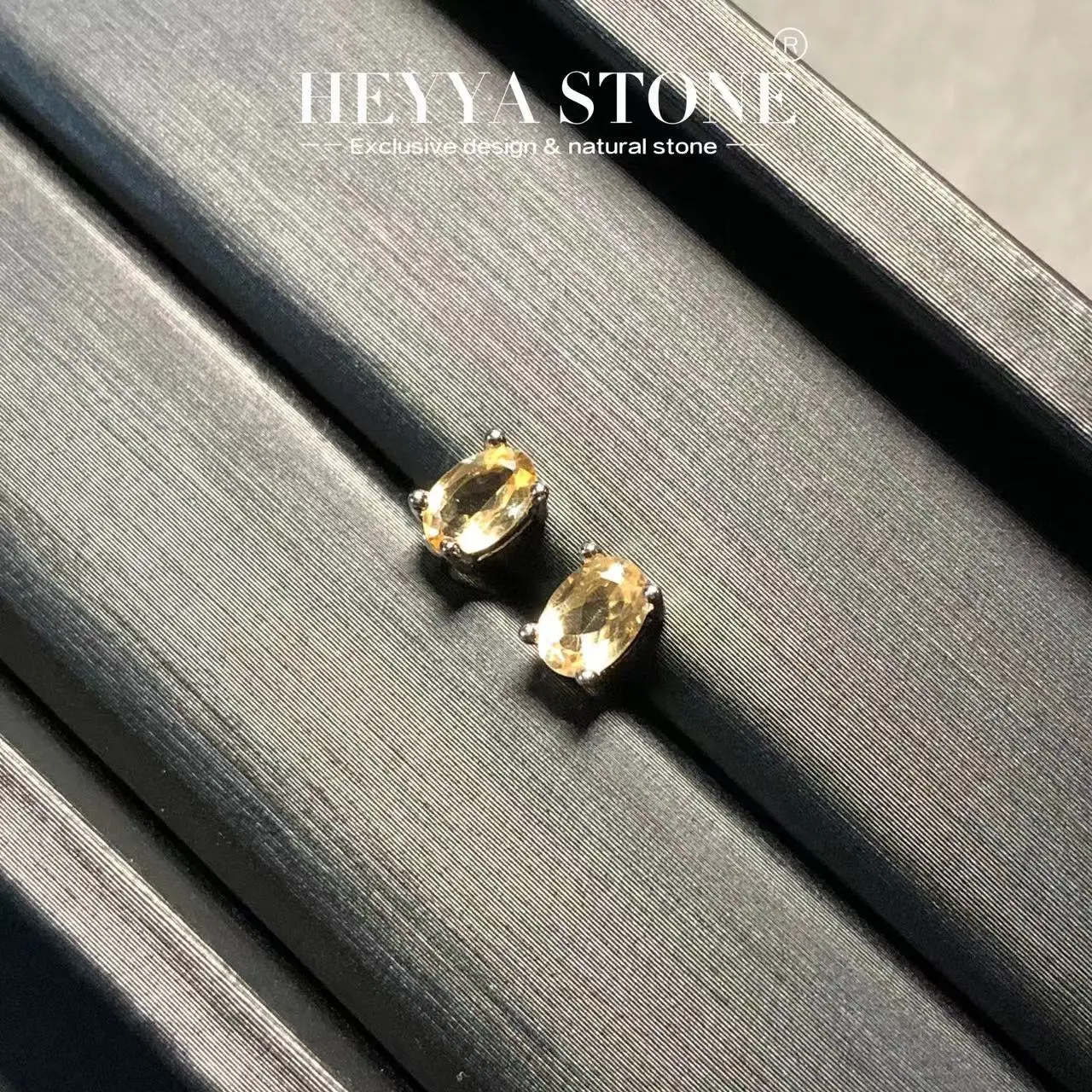 HEYYA STONE Oval Natural Citrine Stud Earrings For Women 925 Silver Earrings Simple Fine Jewelry Stone Gemstone Classic Style