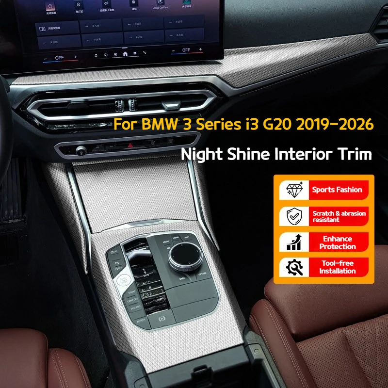 For BMW 3 4 series i3 G20 2019-2026 Car Dashboard night pattern interior, central control panel gearshift decoration modificati