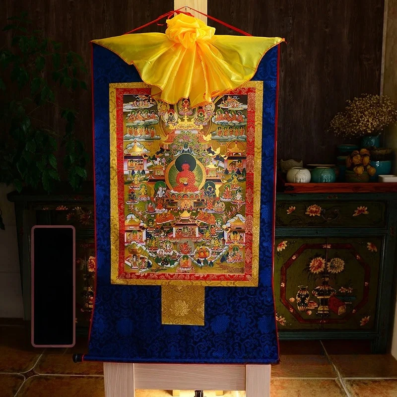 Traditional Tibetan Thangka Buddha Hanging Painting Religious Wall Decor Art Canvas Poster