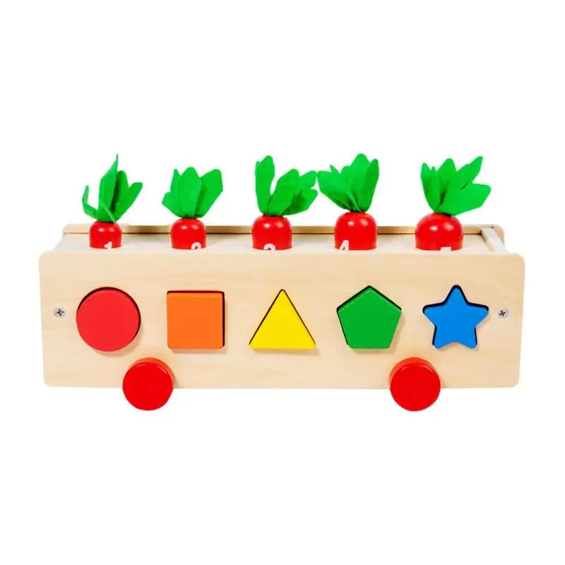 

Carrot Harvest Toy Montessori Fine Motor Toys For Kids Pull Design Wooden Carrot Toy With Pull-Out Stems Preschool Learning