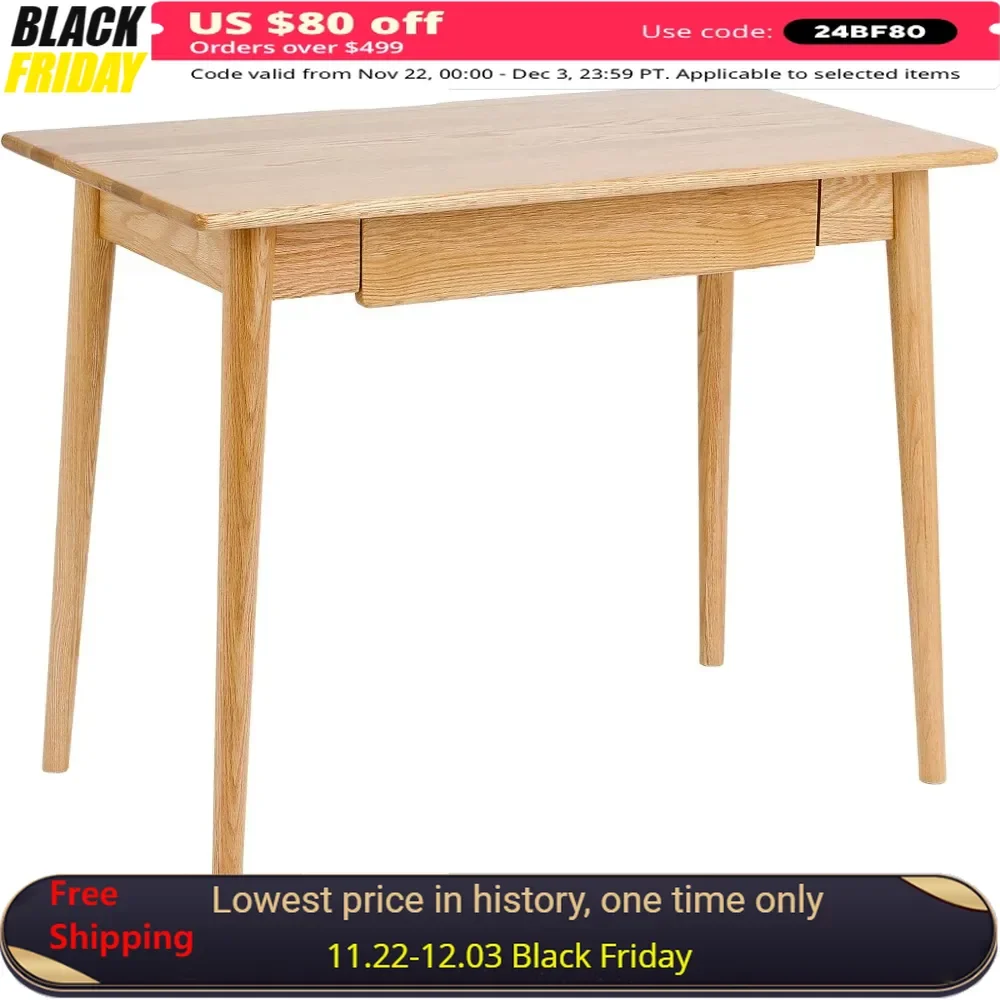 

31.5"x 19.69"x 29.92" Computer Desk with Drawers for Home Office and Dormitory, Solid Oak Wood Desks, Easy Assembly Writing Desk