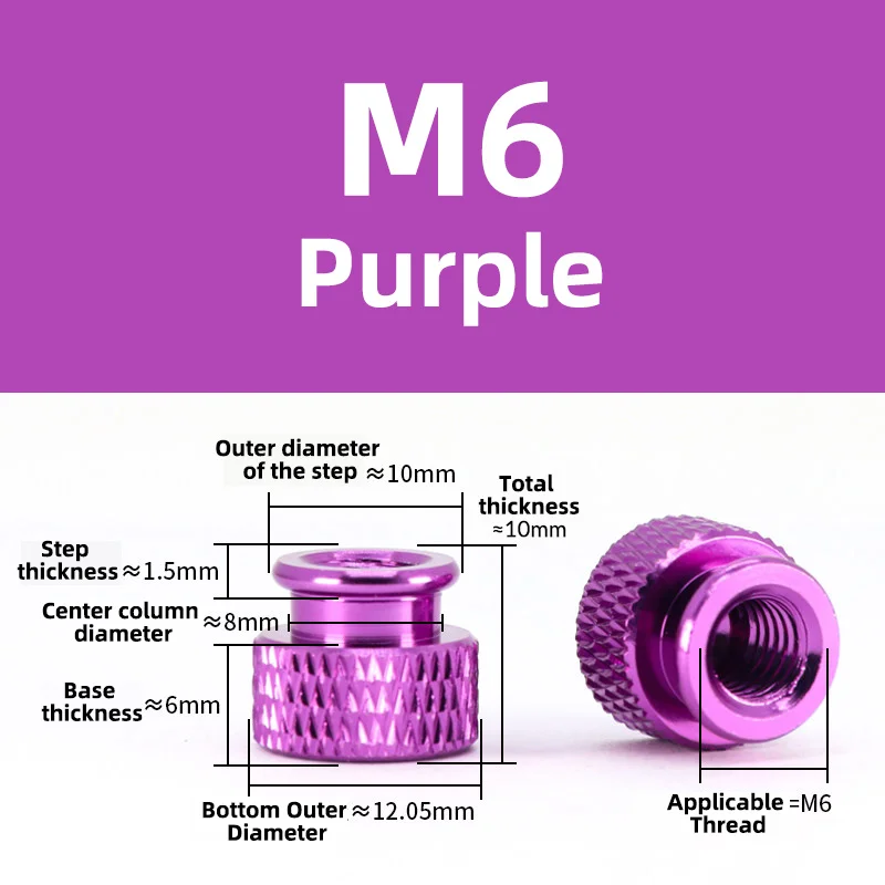 6061 Aluminum Alloy M6 Thumb Nuts UNC 632 Computer Case Nuts Hand Twist Fixing Nuts for PC Case Installation and Fastening