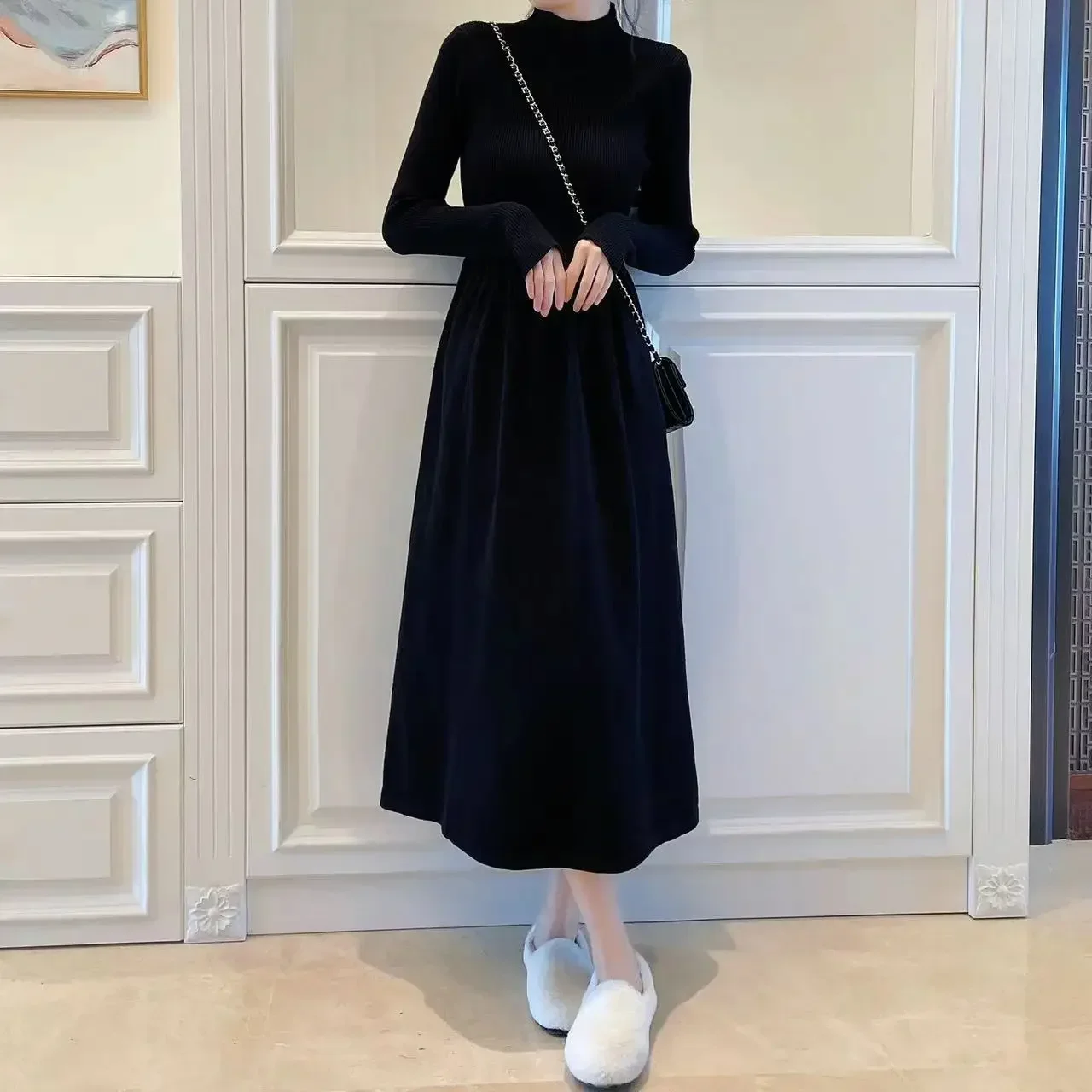 2024 Women Long Sweater Dress Kintted Spring Autumn Winter Crochet Loose Maxi Warm Jumper Dresses Y2k High Waist Vestidos