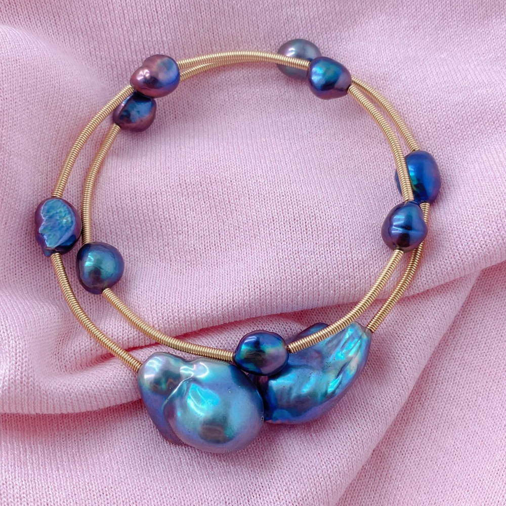 

Y·YING культивированный черный регулируемый браслет с жемчугом в стиле барокко, браслеты в стиле панк, браслет, ювелирные изделия, подарки