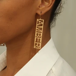 Name Earrings Customized Name Earrings Minimalist Name Earrings Nameplate Earrings The Best Gift for Mom and Her