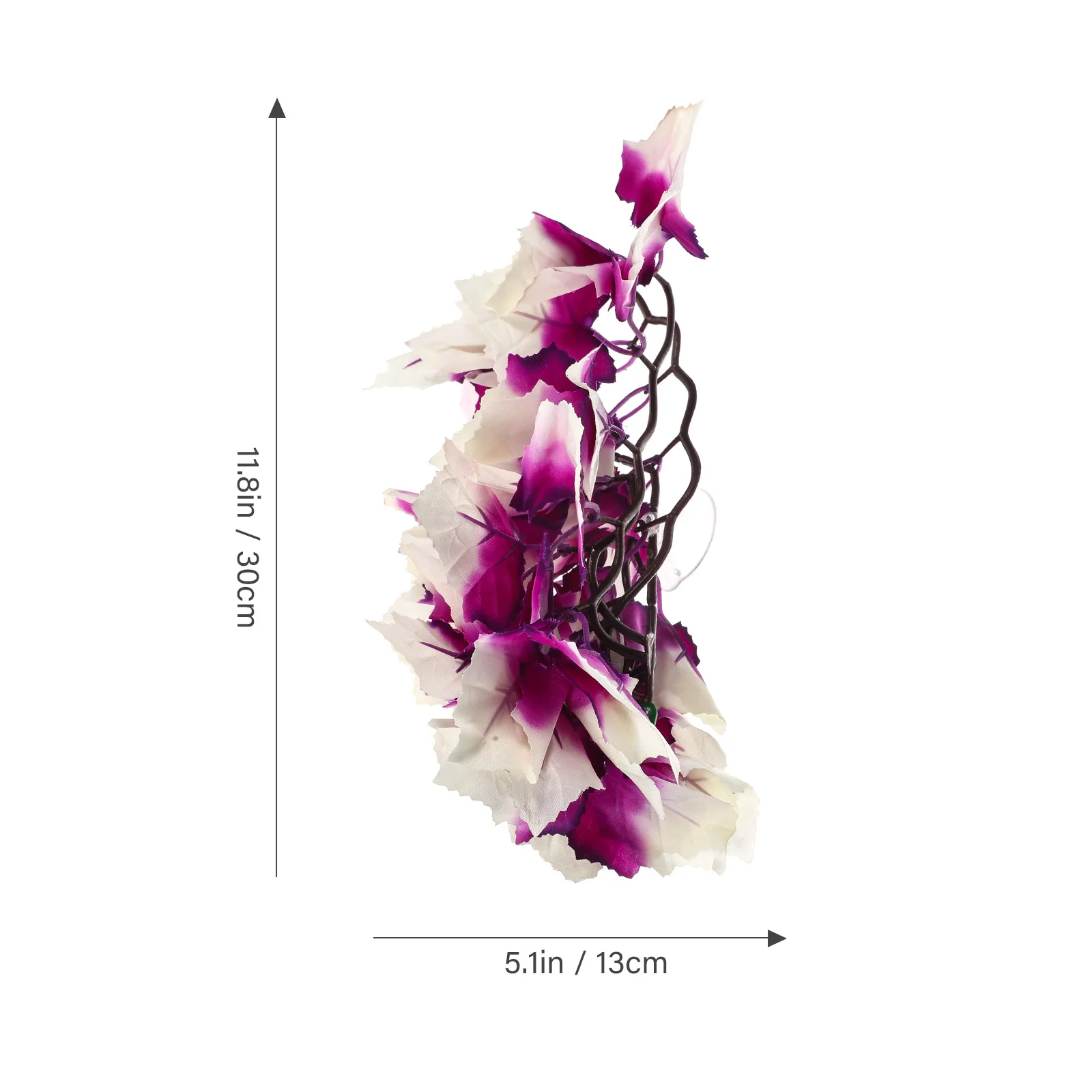 リアルな籐の水槽飾り、紫色の人工植物、魚タンクの装飾、淡水・海水両用、お手入れ簡単、家庭・オフィス・バー用