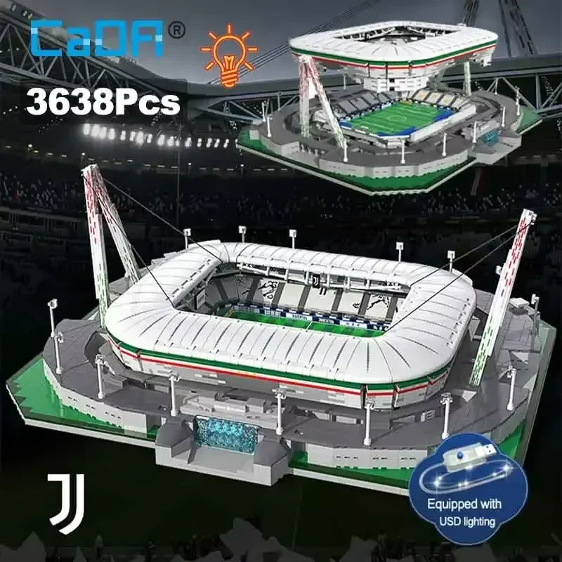 Cada MOC 3638 Teile Stadt-Architektur Italien Wettbewerbsstadion Fußballverein Baustein-Set Spielzeug für Kinder Geschenke