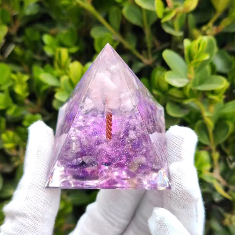 Pyramid Crystal Gravel Epoxy Resin Home Desktop Handmade Ornaments Gift Auspicious Feng Shui