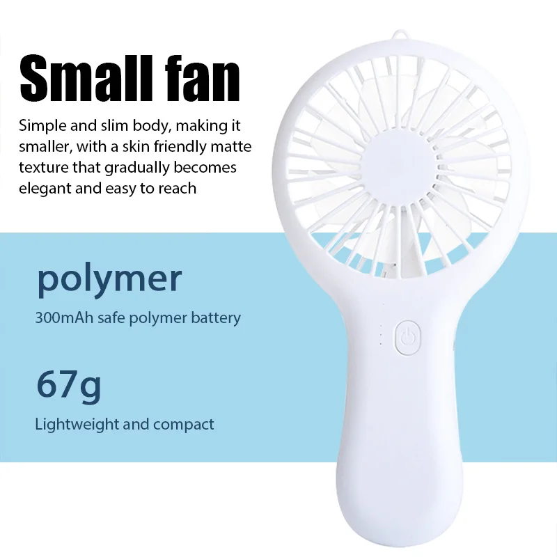 Mini ventilador de mano pequeño para estudiantes, Enfriador de aire eléctrico con carga USB, 3 velocidades, portátil, para escritorio, oficina, viaje