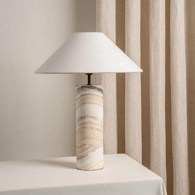 

100% Natural Marble Mid-Century Wabi-Sabi Table Lamp, Hotel B&B Bedroom Decor Light