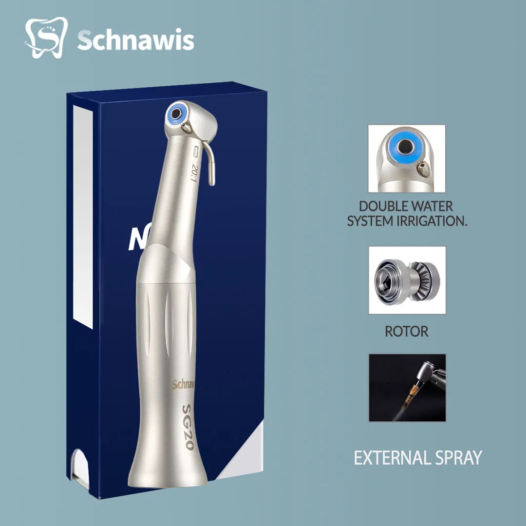 Dental 20:1 SG20 Contra Angle Slow Low Speed Handpiece Fit to Dental Implant Motor for 2.35mm Burs E-Type with Stainless Steel