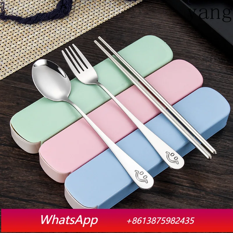 LMM outdoor travel smiley face spoon fork chopsticks creative cute gift portable set