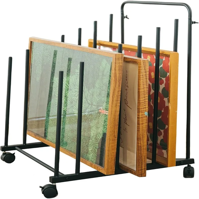 Simple modern wrought iron artboard storage cart, multi-functional rack