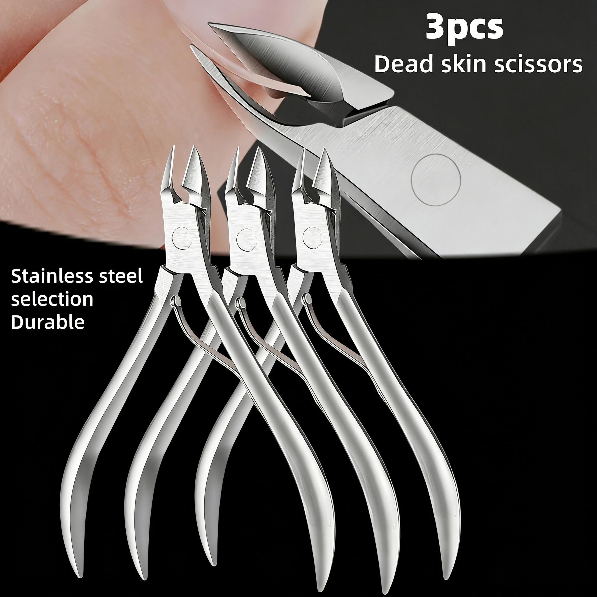 Conjunto de 1/3 peças de Cortador de Unhas Profissional em Aço Inoxidável, Afiado e Durável, e Tesoura para Cutículas, Ferramenta para Manicure e Pedicure