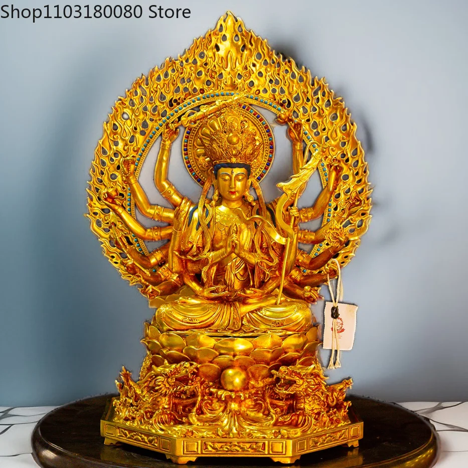 40cm Exquisite Copper Antique gilt Cundhi Bodhisattva buddha statue Tibet Dorje Tsundi sculpture Decor Large size