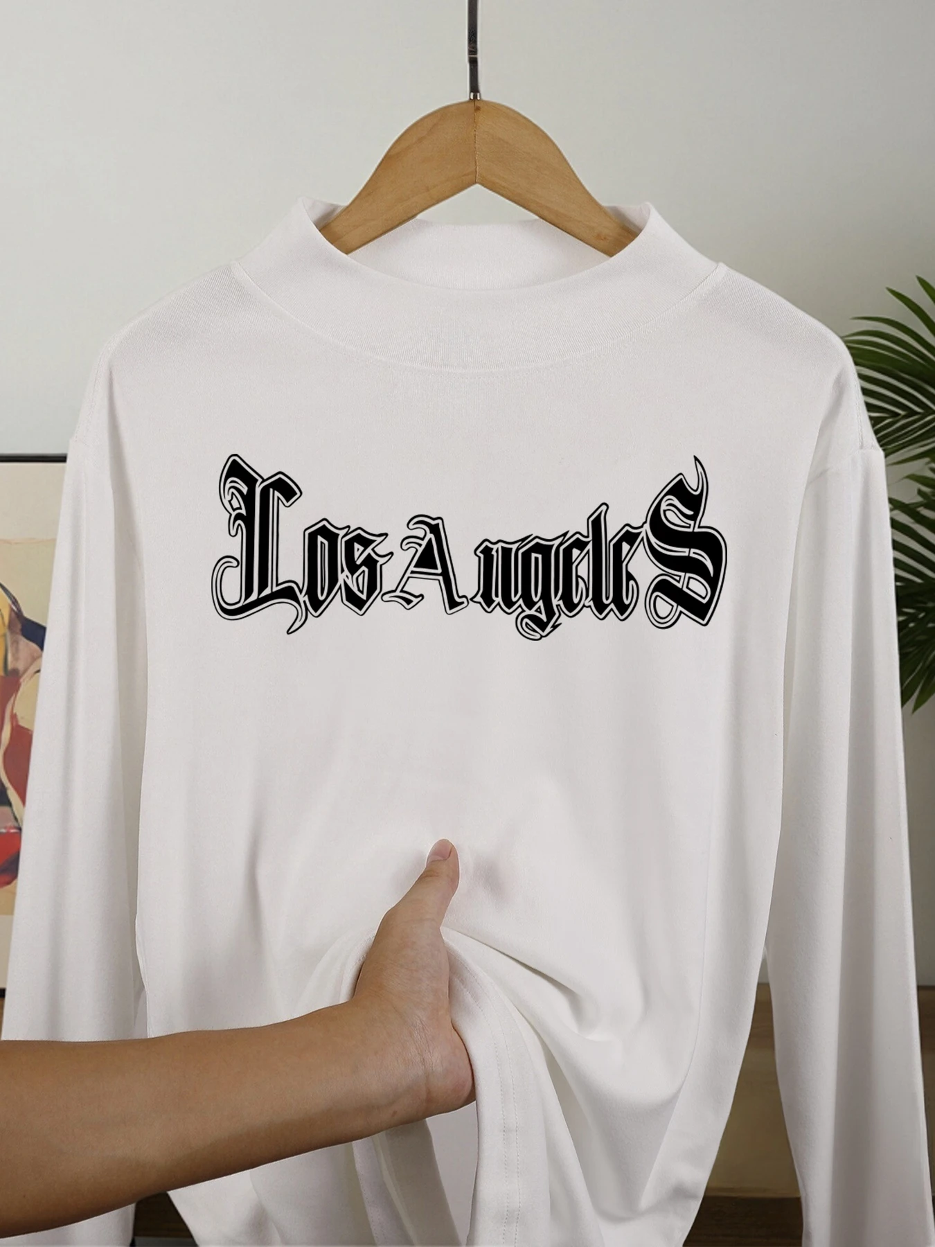 لوس أنجلوس الفن رسالة مطبوعة الذكور قمصان طويلة الأكمام جديد مريح قاعدة طبقة الشتاء الخريف الملابس بلوزات على الموضة غير رسمية