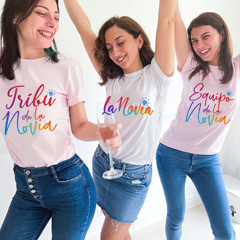 Spanish Girls Bachelorette T-shirts: Tribu De La Novia, Future Bride & Bride Squad Tees, Fit for Single Farewell & Wedding Party