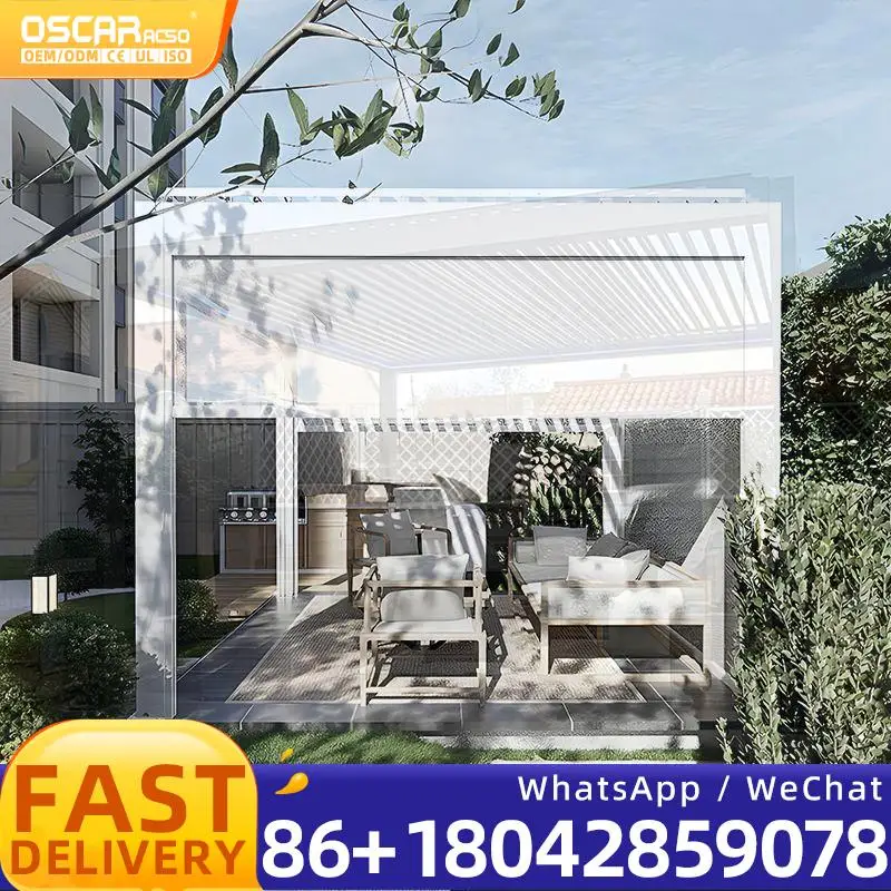 

Outdoor Aluminum Louver Canopy Sun Shade with Powder Coated Frame for Sun Protection Balcony Patio Garden pergola