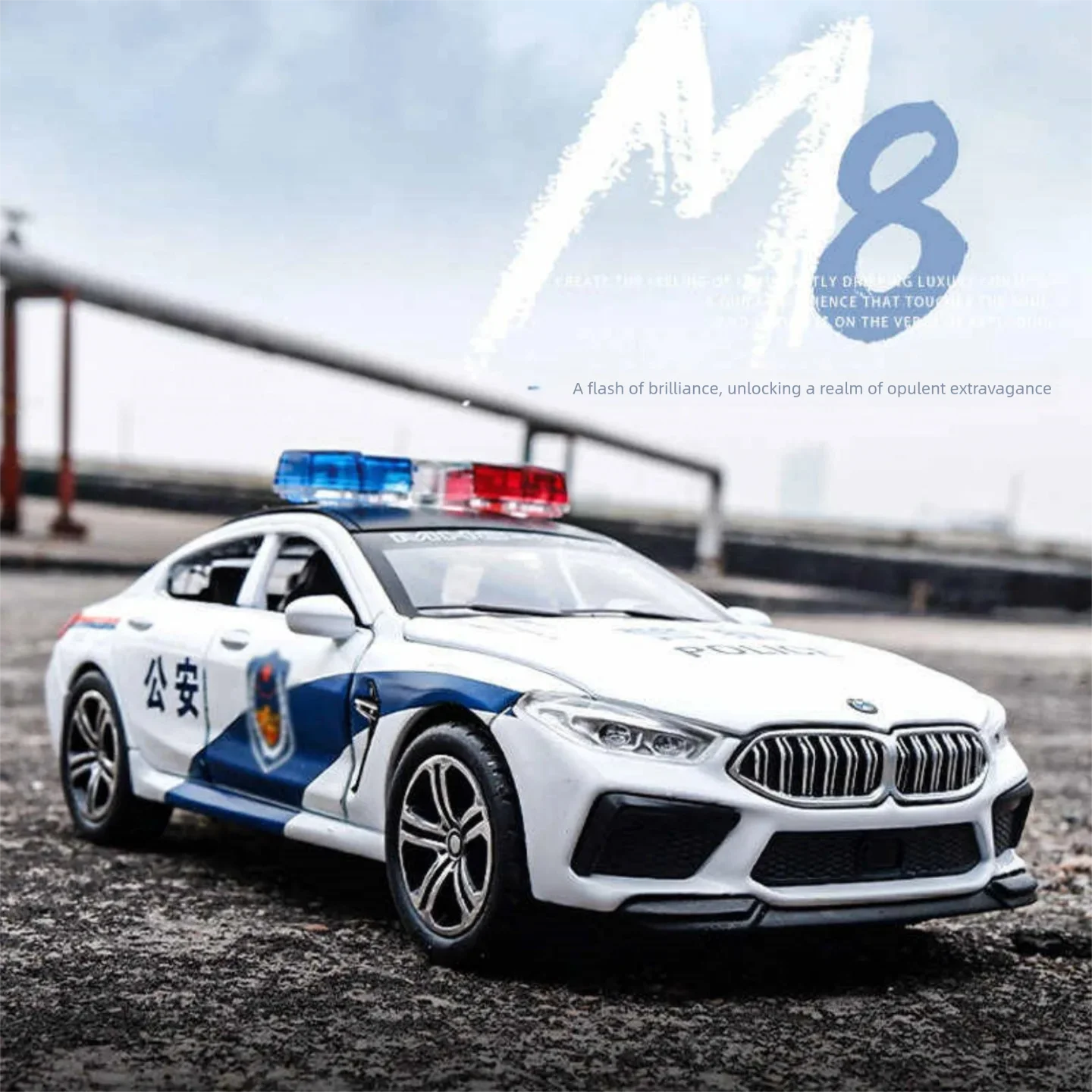 1:32 Charger M8 Police Alloy Car Diecast Model Mini Vehicles Model Doors Opened Pull Back Display Collection Gift For Hobbyist