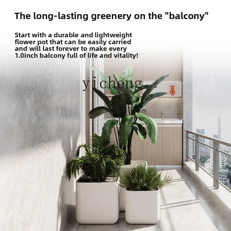 YFY  small cloak fiberglass balcony large flower pot square outdoor flower planter