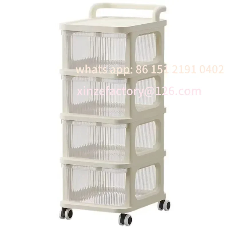 

Customizable Multi-Layer Transparent Trolley Storage Shelf Trolley Organizer Drawer-Type Rolling Storage Mobile Cosmetics Snack
