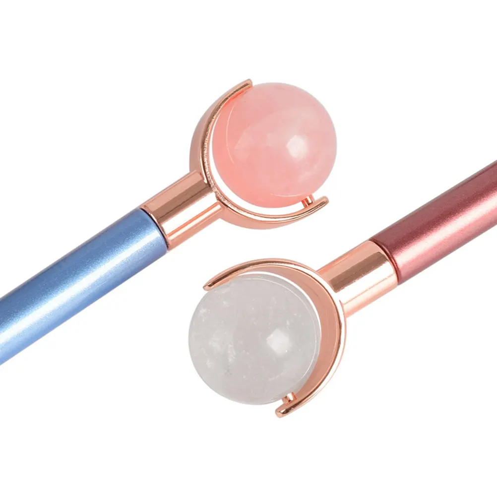 Face Massager Skin Care Roller Pink Roller Rose Gold Metal Handle Lightweight Comfortable Facial Massage Tool Relieves Fatigue