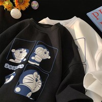 Anime Minimalist Doraemon Printed T-shirt M-8XL Fashion Summer Men's Super Large T-shirt Japanese Style