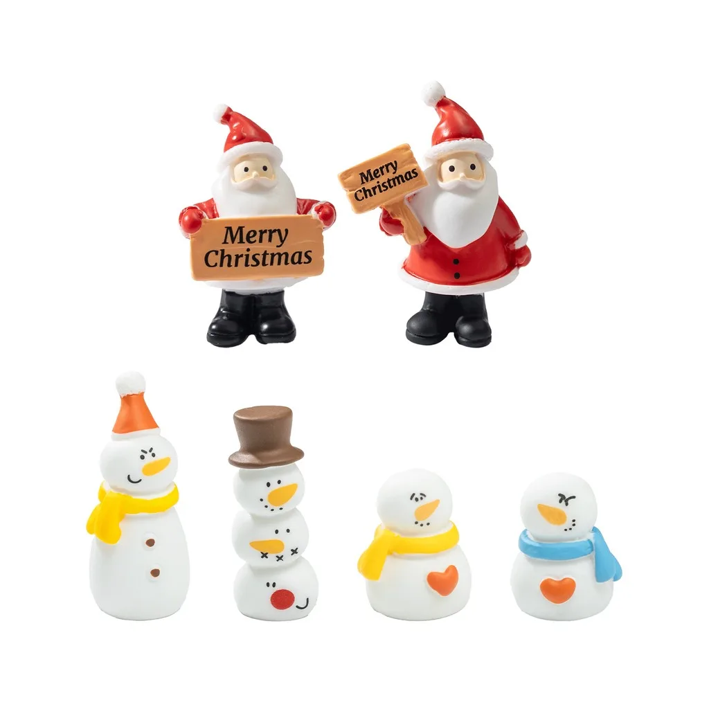 Micro Landscape Figurine Lovely Cartoon Resin Figurine Snowman Figurine Christmas For Diy Craft Decoration Micro Landscape