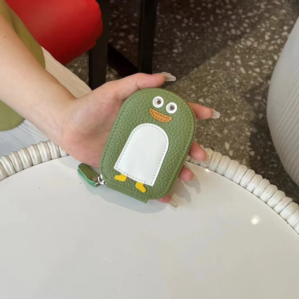 Urban master couro pequeno pinguim forma titular do cartão moeda bolsa dos desenhos animados bonito genuíno couro de vaca com zíper bolsas mini carteira