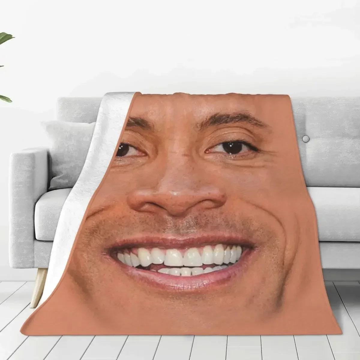 The Rock Face Dwayne Blankets Laugh Teeth Picnic Flannel Bedding Throws Warm Soft Bedroom Customized Bedspread Gift Idea