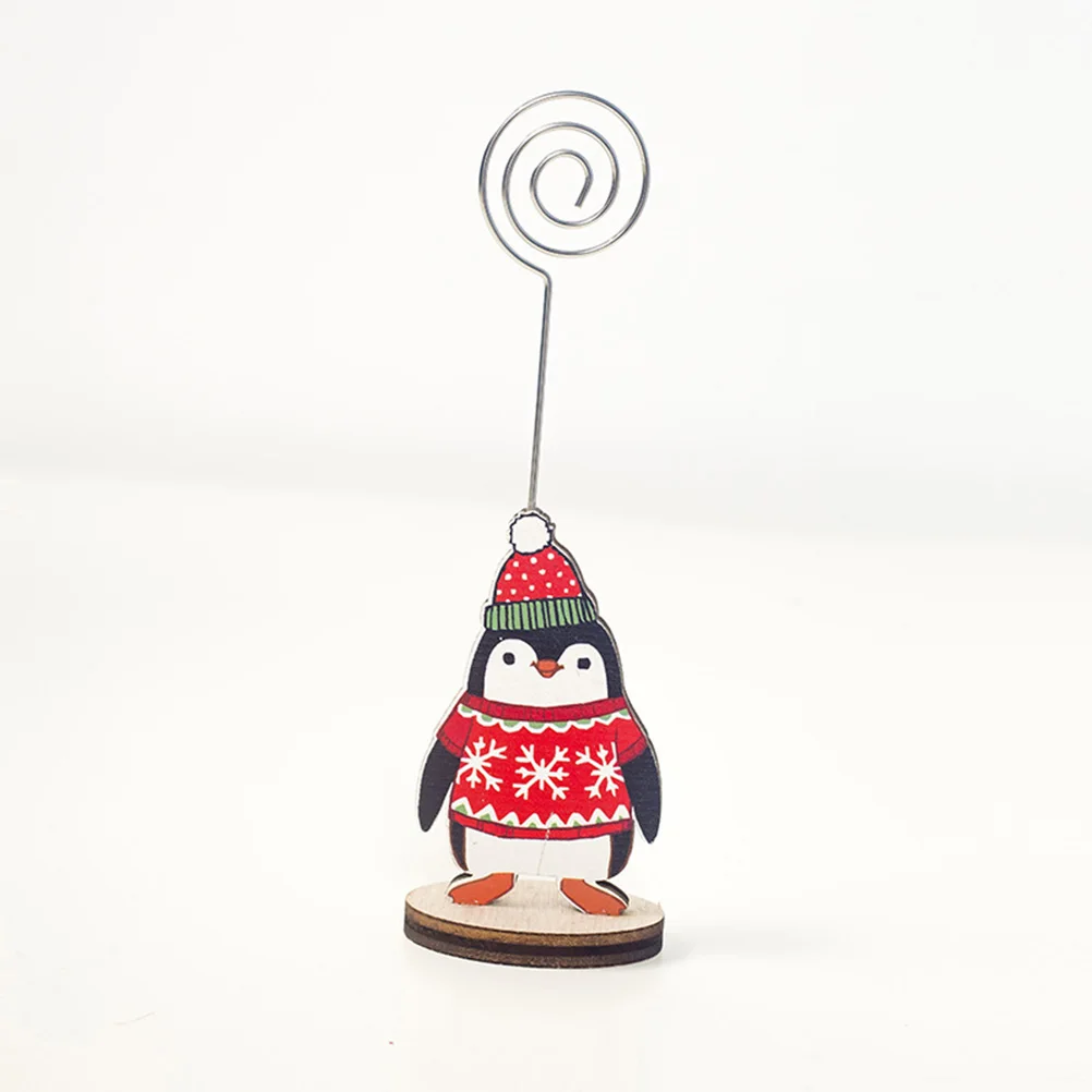

4 Pcs Memo Holder Christmas Table Number Wire Bamboo Card Decorations Reusable Wedding Party Supplies Desk Accessories