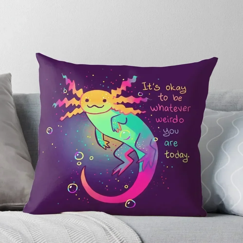 It's Okay to Be Whatever Weirdo You Are Today Rainbow Axolotl Throw Pillow Christmas Pillow Cushions For Sofa pillow