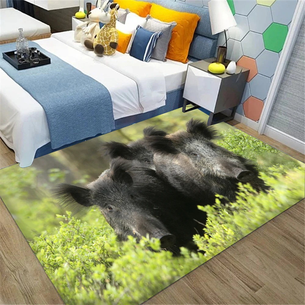 CLOOCL New Fashion Floor Mats Animals Wild Boar 3D Printed Carpets for Living Room Flannel Area Rug Kitchen Rugs Home Decor