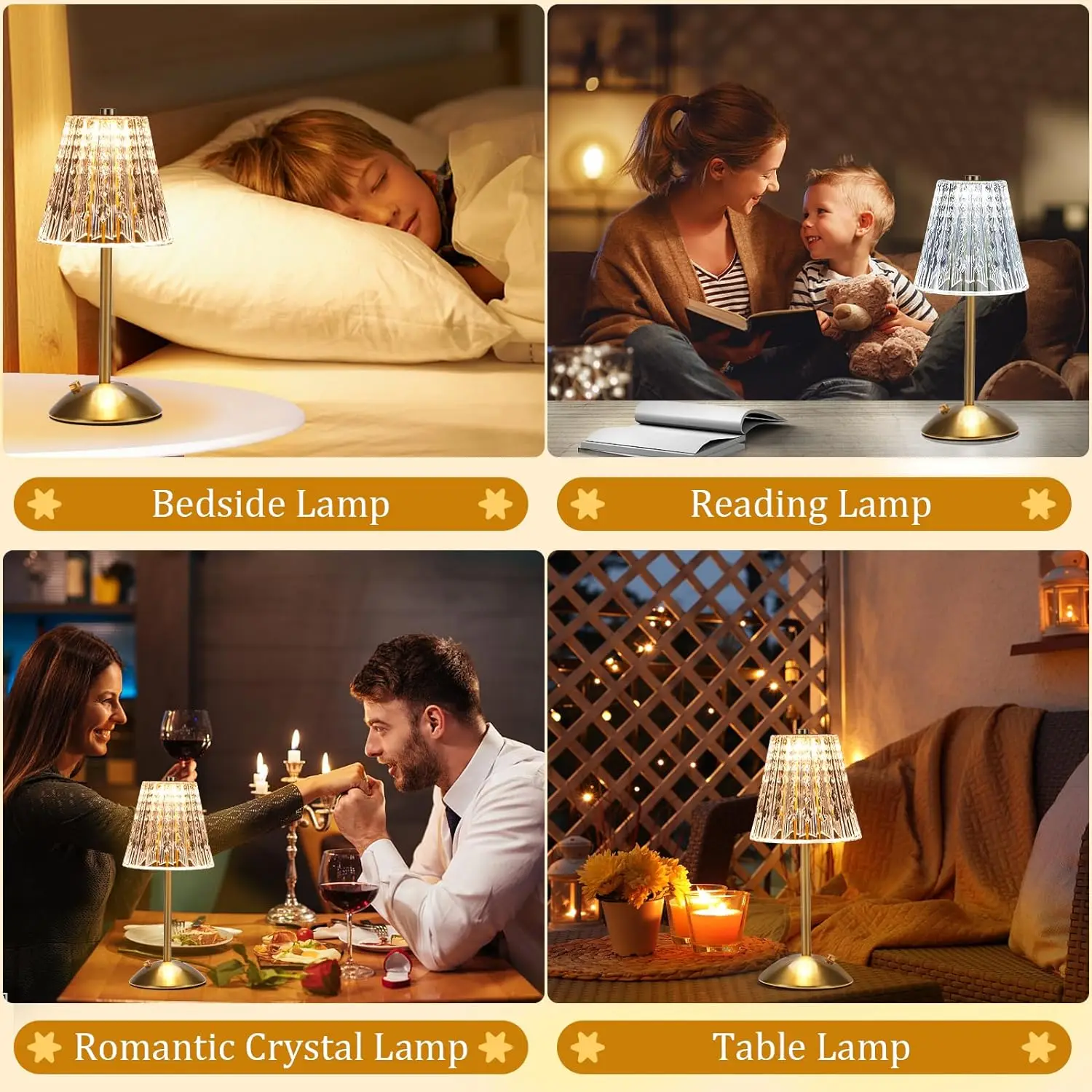 Lampe LED Tactile Sans Fil en Clip, 3 Couleurs, Intensité Réglable, Rechargeable, Vintage, pour Chambre à Coucher, Salon, Restaurant, Extérieur