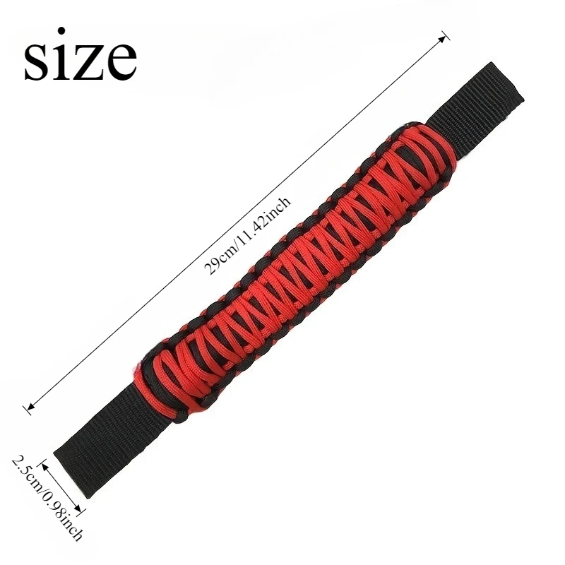 1PC Vehicle Rear Seat Headrest Grab Bar For Jeep Wrangler Tactical Safety Armrest Nylon Red Durable Interior Handle