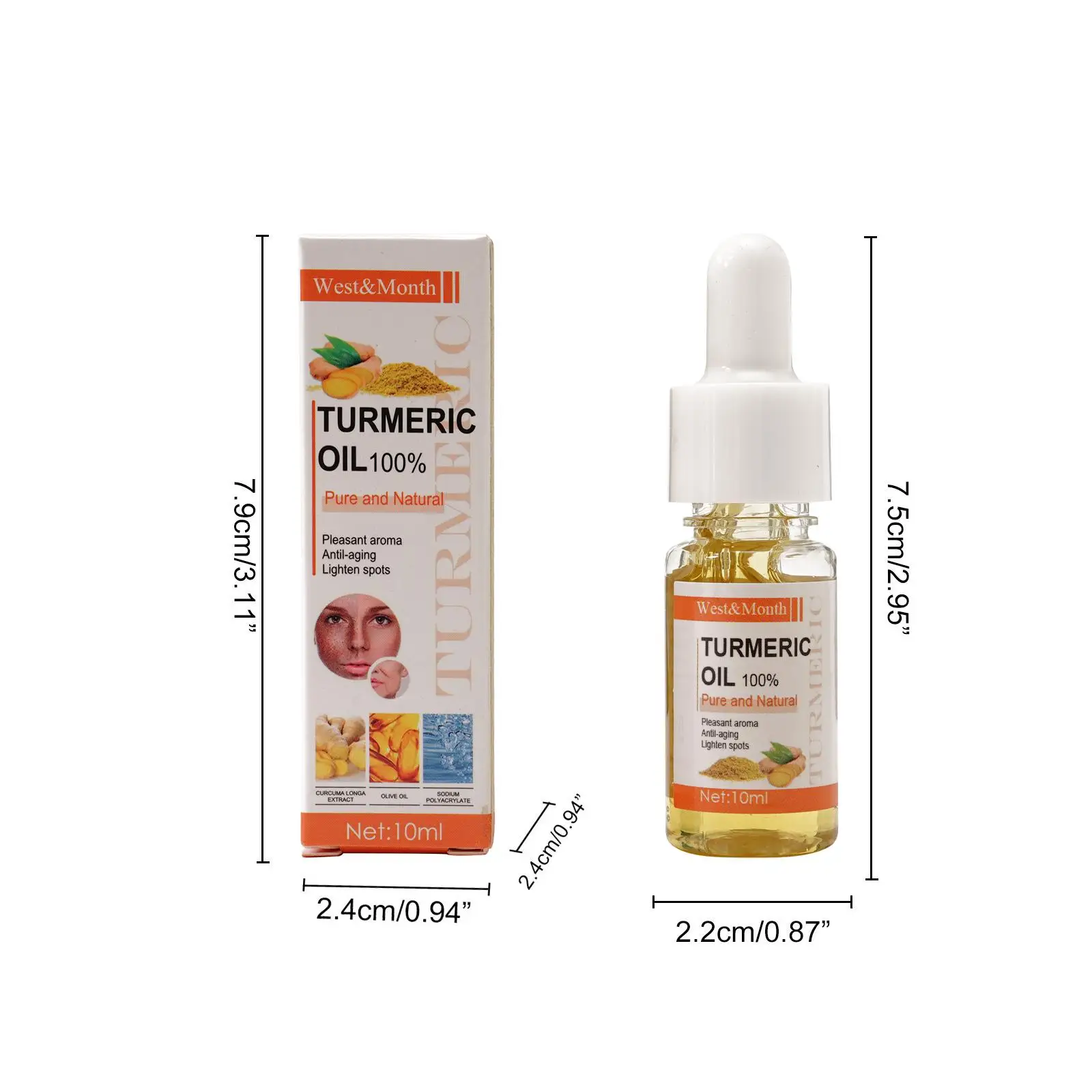 Minyak pelembab kulit wajah, 10ml minyak kunyit pencerah kulit tubuh, pemutih esensial gelap Anti memudarkan Noda, perawatan minyak kulit gelap, pelembab Penuaan jerawat O7J2