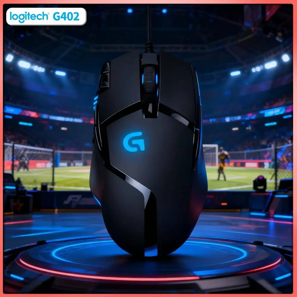 Logitech G402 Wired Gaming Mouse 4 DPI Settings 500+ IPS 8 Buttons Anti-Slip Ergonomic Design for Casual Gamers