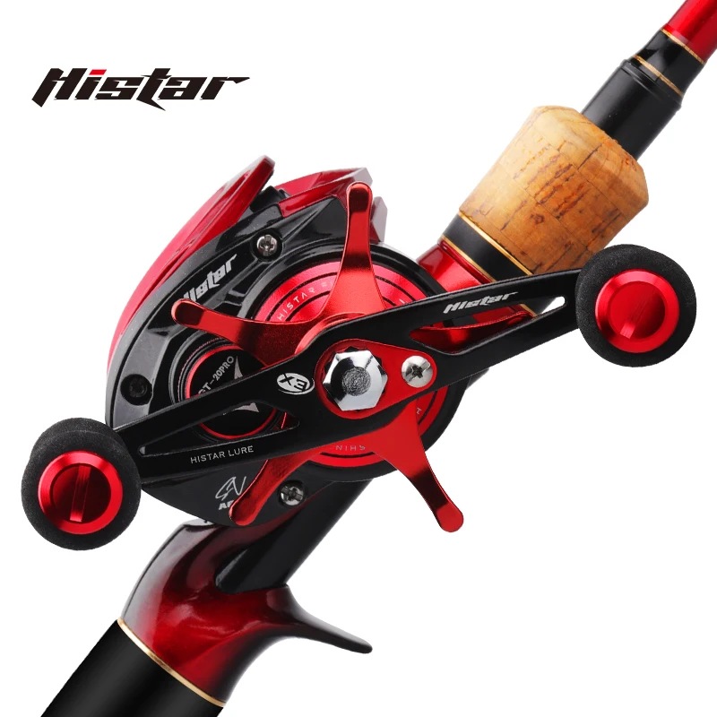 

Histar Red Fox Combo Two Tips Full Carbon Fast Action High Strength Fishing Rod and Double Magnetic Brak System Baitcasting Reel