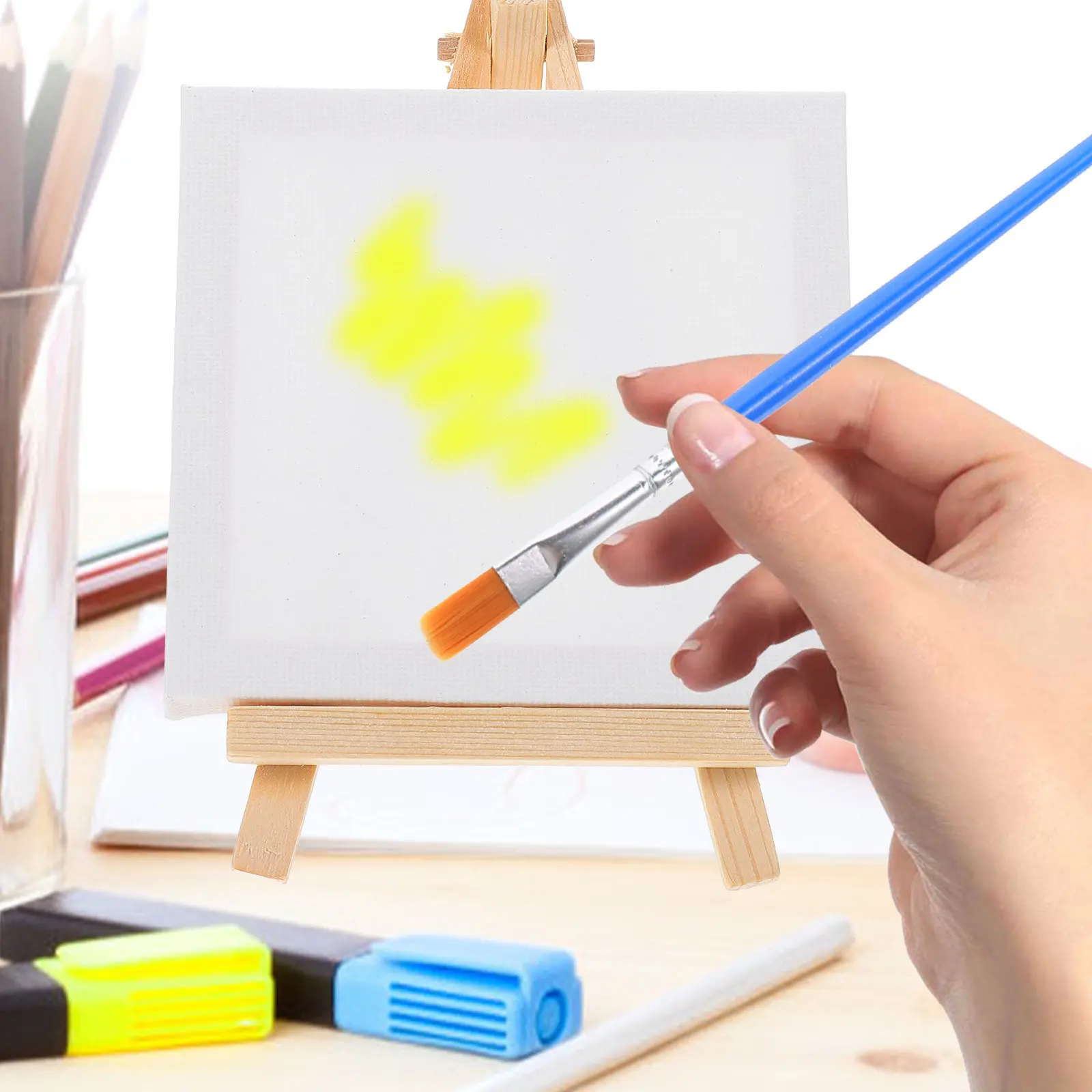 

1Set Mini Easel Wooden Drawing Frame Lightweight Portable for Painting Beginners Students Artists Acrylic Oil Paint Set DIY