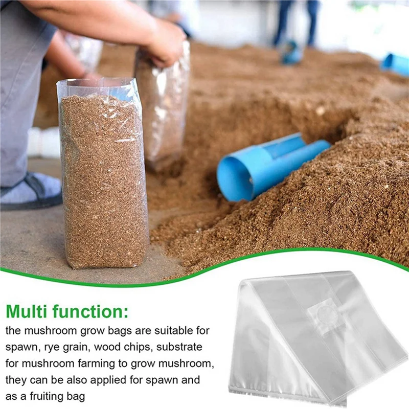 B45C 400Pcs Mushroom Growing Bag Spawn Bags Thick 6 Mil Bags 5.9Inchx13.8Inch 0.2 Micrometre Filter Breathable Autoclavable