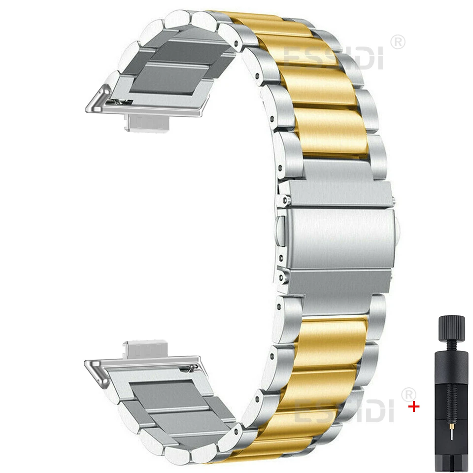 ステンレススチール時計ストラップループ Huawei Watch Fit 4/4 Pro、Huawei Watch Fit 3 メタルリストバンドと互換性あり